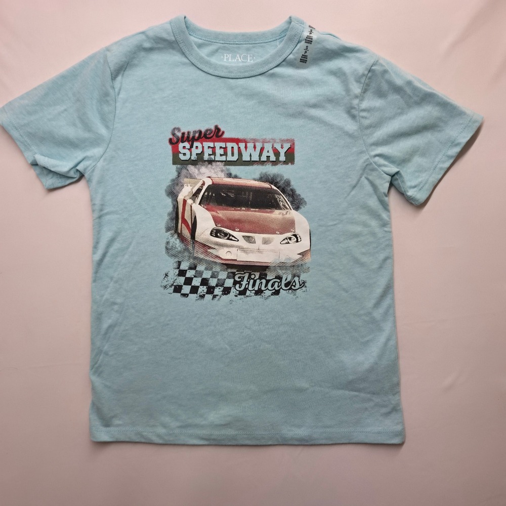The Childrens Place Boys Blue Super Speedway Racing Graphic T-Shirt Size S 5/6